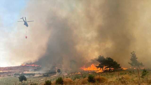 Çanakkale'de rüzgarın etkisiyle yayılan orman yangını kontrol altına alınmaya çalışılıyor