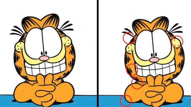 Garfield resmindeki 5 farkı insanların yüzde 99,9'u bulamıyor! Sadece kartal gözlüler 10 saniyede görebiliyor