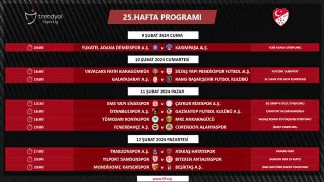 Dev maçın tarihi belli oldu! İşte Süper Lig'in 2 haftalık programı