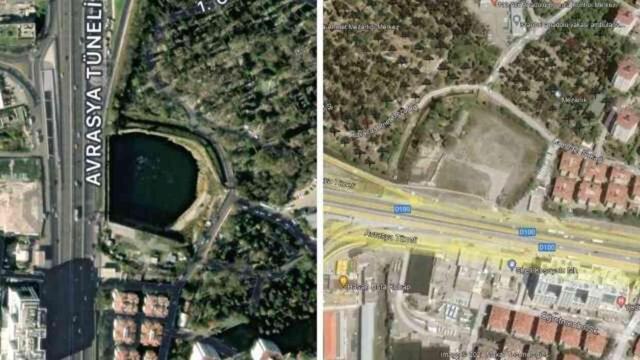 İstanbul'un göbeğindeki su birikintisi Google'ı bile şaşırttı! Haritada göl olarak gösterildi