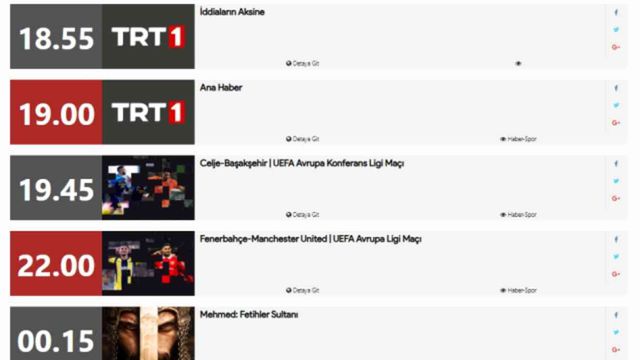 TRT 1 yayın akışı (24 Ekim Perşembe) TRT 1'de bu akşam hangi maçlar var?