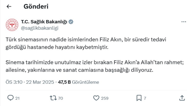 Filiz Akın öldü mü?