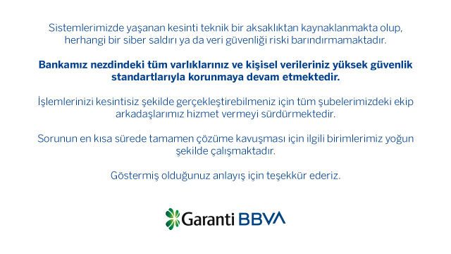 Garanti BBVA mobil uygulamasına erişim sorunu! Siber saldırı mı yapıldı?
