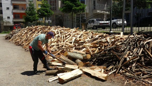 Odun kırarak ayda 80 bin lira kazanıyor