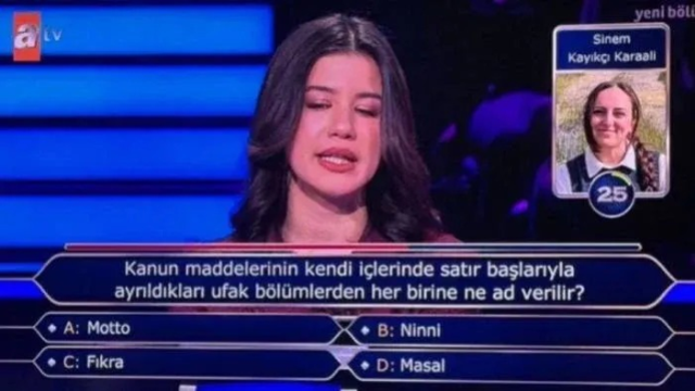 Milyoner'de hukuk öğrencisi hukuk sorusuna bilmedi