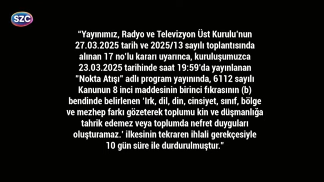 Sözcü TV kaç gün kapalı kalacak?