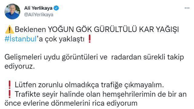 İstanbul Valisi Yerlikaya'dan kar yağışı nedeniyle 'trafiğe çıkmayın' uyarısı