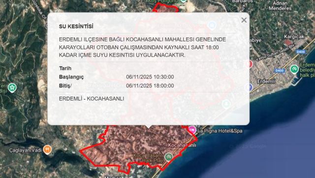 Mersin su kesintisi! 6 Kasım 2025 bugün Mersin'de sular ne zaman gelecek?