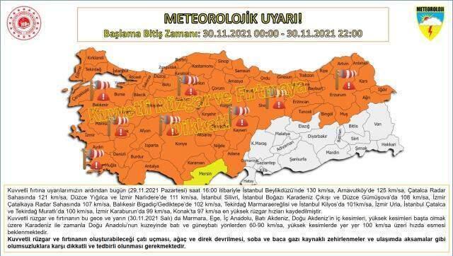 Meteoroloji'den f9 il için sarı, 58 il için ise turuncu uyarı! Fırtına çok sert geliyor