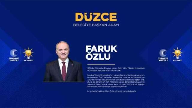 Faruk Özlü kimdir, nereli ve kaç yaşında? AK Parti Düzce adayı Faruk Özlü biyografisi! Faruk Özlü ne mezunu?