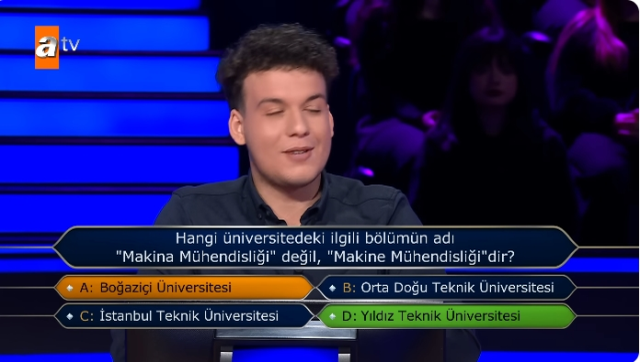 Hangi üniversitedeki ilgili bölümün adı 'Makina Mühendisliği' değil, 'Makine Mühendisliği'dir?