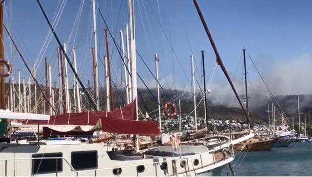 Bodrum'daki yangına müdahale sürüyor! Kova kova su taşıdılar