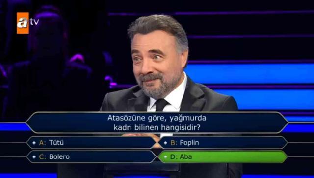 Atasözüne göre, yağmurda kadri bilinen hangisidir? Kim Milyoner Olmak İster sorusu!