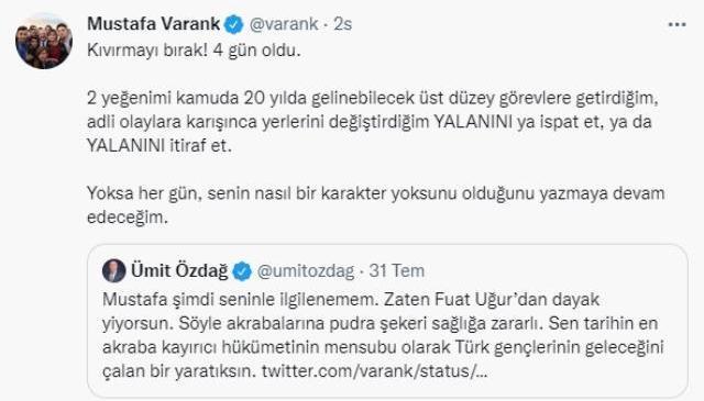 Ümit Özdağ'ın kendisi hakkındaki iddiaları Musfafa Varank'ı çıldırttı: Kıvırmayı bırak, yalanını ya ispat et ya itiraf