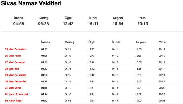 Sivas sahur ne zaman, saat kaçta? 25 Mart Sivas imsak vakti! Sivas sabah ezanı saat kaçta okunuyor?