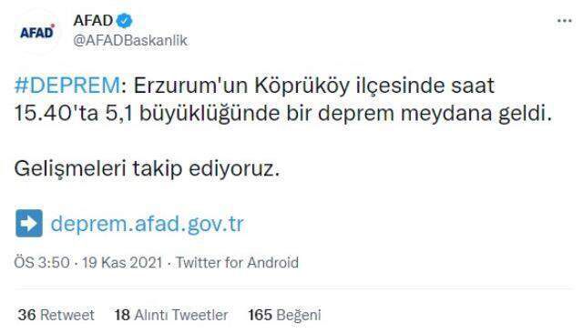 Köprüköy nerede? Erzurum deprem nerede oldu, kaç şiddetinde oldu? 19 Kasım Erzurum depremi merkez üssü neresidir? Haritadaki yeri!