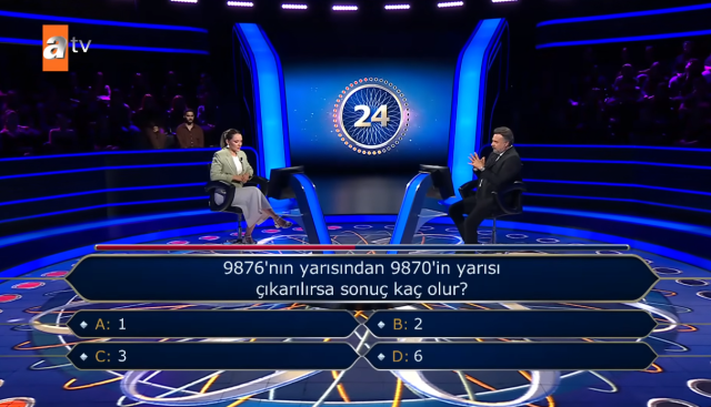 9876'nın yarısından 9870'in yarısı çıkarılırsa sonuç kaç olur?