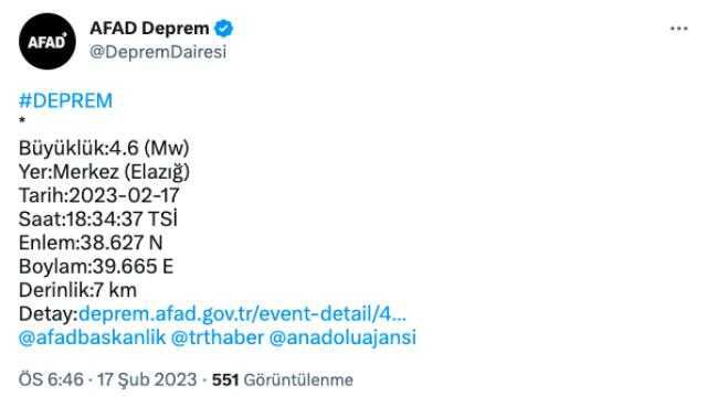 Elazığ deprem mi oldu? SON DAKİKA! Az önce Elazığ'da deprem mi oldu? Elazığ deprem şiddeti ne?