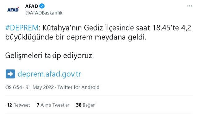 Kütahya'da deprem mi oldu? 31 Mayıs 2022 Kütahya'da nerede deprem oldu? 31 Mayıs Kütahya'da kaç büyüklüğünde deprem oldu? Merkez üssü neresi?