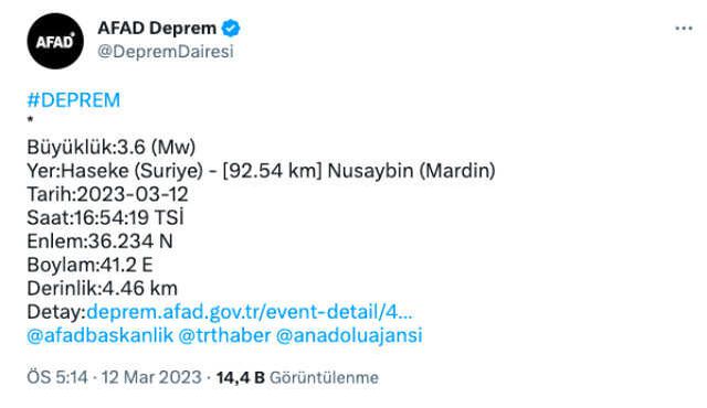 Urfa kaç şiddetinde deprem oldu? SON DAKİKA! Şanlıurfa deprem şiddeti ne? Urfa kaç büyüklüğünde deprem oldu?