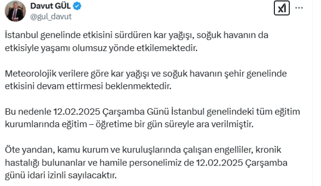 Yarın okullar tatil mi (VALİLİK AÇIKLAMALARI SON DAKİKA)?