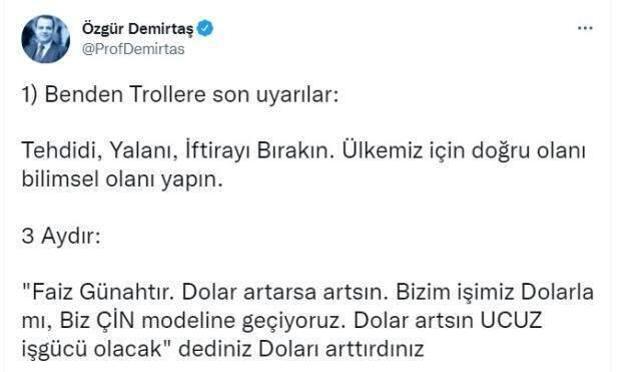 Prof. Dr. Özgür Demirtaş'tan dolarla ilgili çarpıcı sorular! Yanıtları merak ediliyor