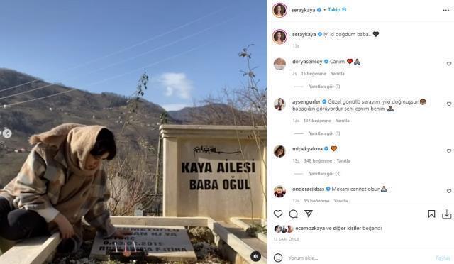 Oyuncu Seray Kaya, doğum gününü babasının mezarı başında kutladı