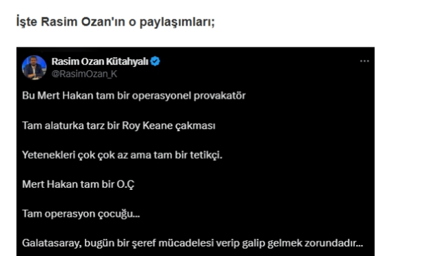 Rasim Ozan Kütahyalı Mert Hakan'a ne dedi?