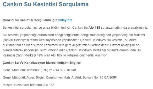 Çankırı su kesintisi: Çankırı'da sular ne zaman gelecek? 15-16 Temmuz Çankırı su kesintisi listesi!