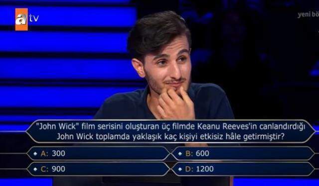 ('John Wick' film serisi sorusu...) Kim Milyoner Olmak İster 1 Ekim Sorusu Cevabı Nedir? Kim Milyoner Olmak İster 200 Bin TL'lik soru!