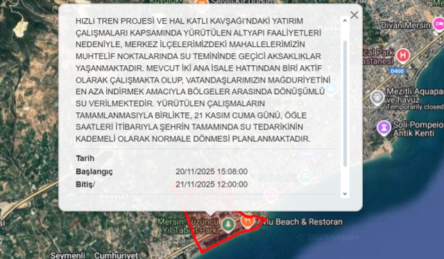 Yenişehir, Toroslar, Mezitli su kesintisi ne zaman bitecek? 20-21 Kasım Mersin su kesintisi listesi!