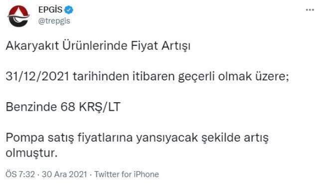 Son Dakika: Yılın son gününde benzine 68 kuruş zam gelecek