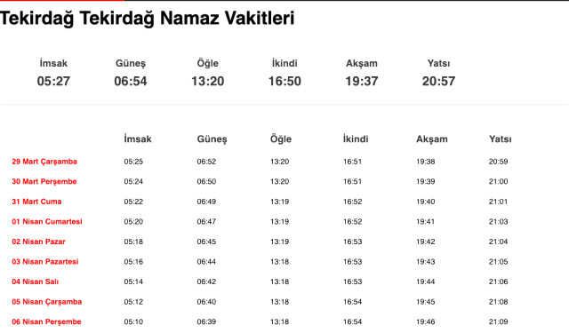 Tekirdağ, Sakarya, Yalova akşam ezanı saat kaçta? 28 Mart Tekirdağ, Sakarya, Yalova ezan vakitleri! Tekirdağ, Sakarya, Yalova iftar ne zaman?