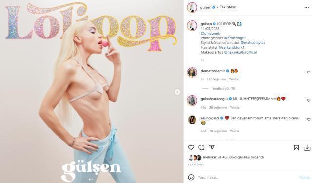 Lolipoplu kapağı olay yaratan Gülşen, bu sefer de sakızlı fotoğrafını paylaştı