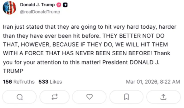 Trump'tan İran'ın 'tarihi operasyon' tehdidine ilk yanıt