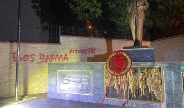 Atatürk Anıtı'na Hakaret İçerikli Yazı Yazan Şüpheli Tutuklandı