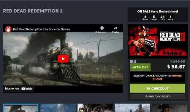 Red Dead Redemption 2 son kez indirimle 100 TL oldu