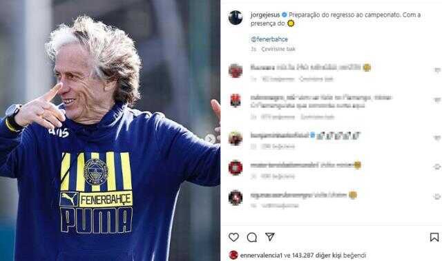 Fenerbahçe teknik direktörü Jorge Jesus'un paylaşımı sosyal medyayı yıktı