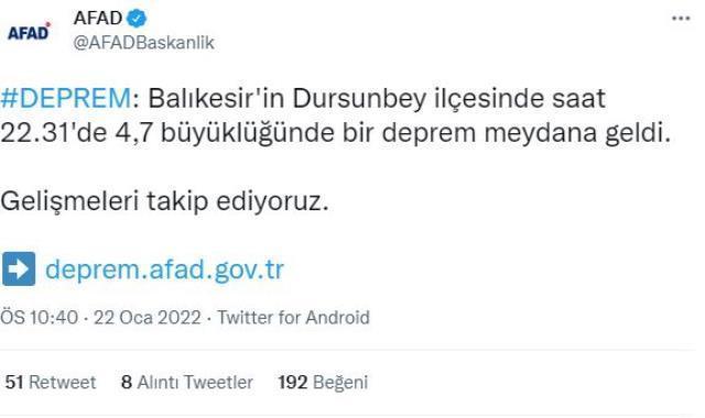 Son Dakika: Balıkesir'de 4.8 büyüklüğünde deprem meydana geldi! Sarsıntı İstanbul'da da hissedildi