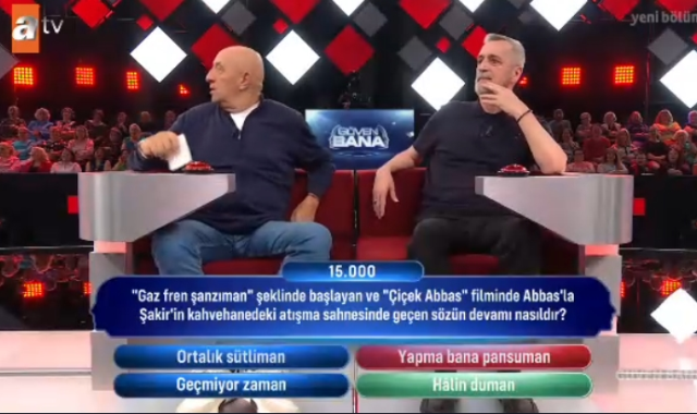 Gaz fren şanzıman şeklinde başlayan ve 'Çiçek Abbas' filminde Abbas'la Şakir'in kahvehanedeki atışma sahnesinde geçen sözün devamı nasıldır?