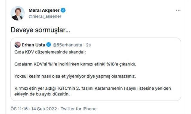 İYİ Partili Usta, 'skandal' diyerek paylaştı: Gıdaların KDV'si yüzde 1'e indirilirken kırmızı etinki yüzde 18'e çıkarıldı