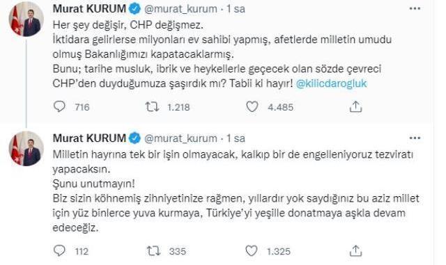 Bakan Kurum'dan Kılıçdaroğlu'nun 'Çevre ve Şehircilik Bakanlığı'nı kapatacağız' çıkışına yanıt