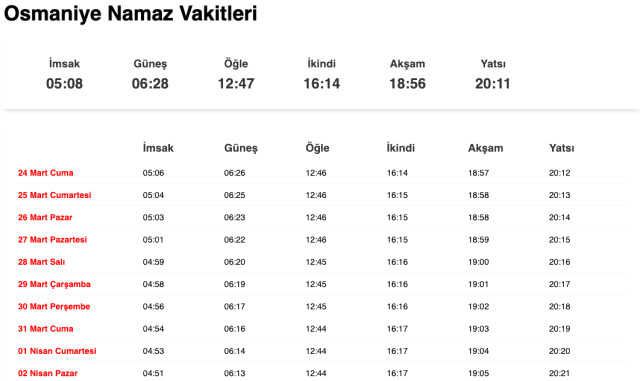 Osmaniye sahur ne zaman, saat kaçta? 23 Mart Osmaniye imsak vakti! Osmaniye sabah ezanı saat kaçta okunuyor?