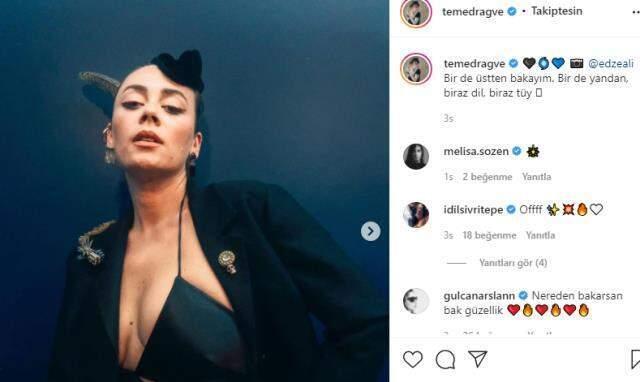 Demet Evgar'ın göğüs dekolteli pozlarına arkadaşlarından yorum yağdı