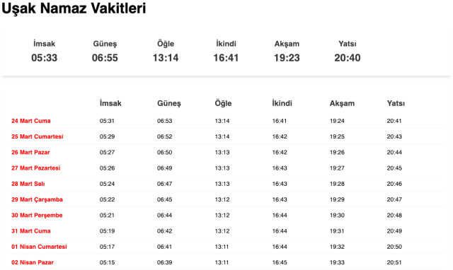 Uşak sahur ne zaman, saat kaçta? 23 Mart Uşak imsak vakti! Uşak sabah ezanı saat kaçta okunuyor?