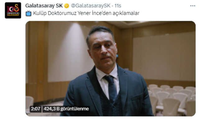 Böylesi ilk oluyor! G.Saray'ın resmi hesabından kulüp doktoru İnce'nin videosu paylaşıldı