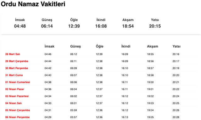 Samsun, Ordu akşam ezanı saat kaçta? 27 Mart Samsun, Ordu ezan vakitleri! Samsun, Ordu iftar ne zaman?