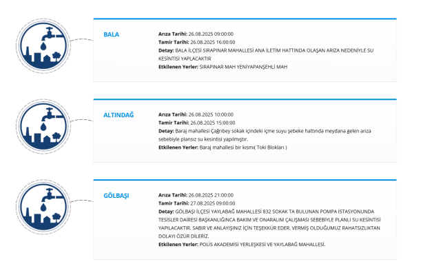 Ankara SU KESİNTİSİ 26 Ağustos! Ankara'da sular ne zaman gelecek? ASKİ su kesintisi sorgula!