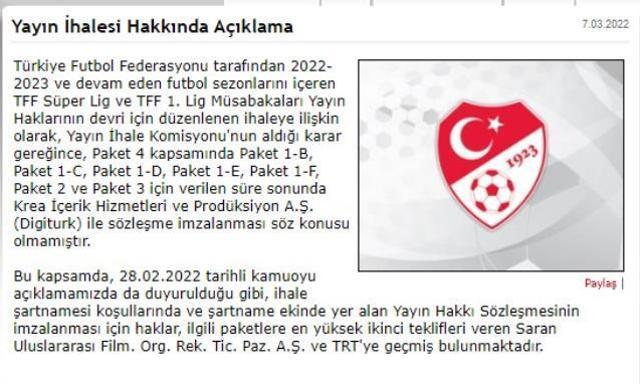 Son Dakika: Süper Lig yayın ihalesinde beIN Sports devreden çıktı, Saran ve TRT imzaya çağrıldı
