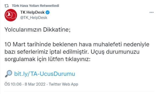 THY, İstanbul'da beklenen kar yağışı nedeniyle iki havalimanındaki bazı seferlerini iptal etti